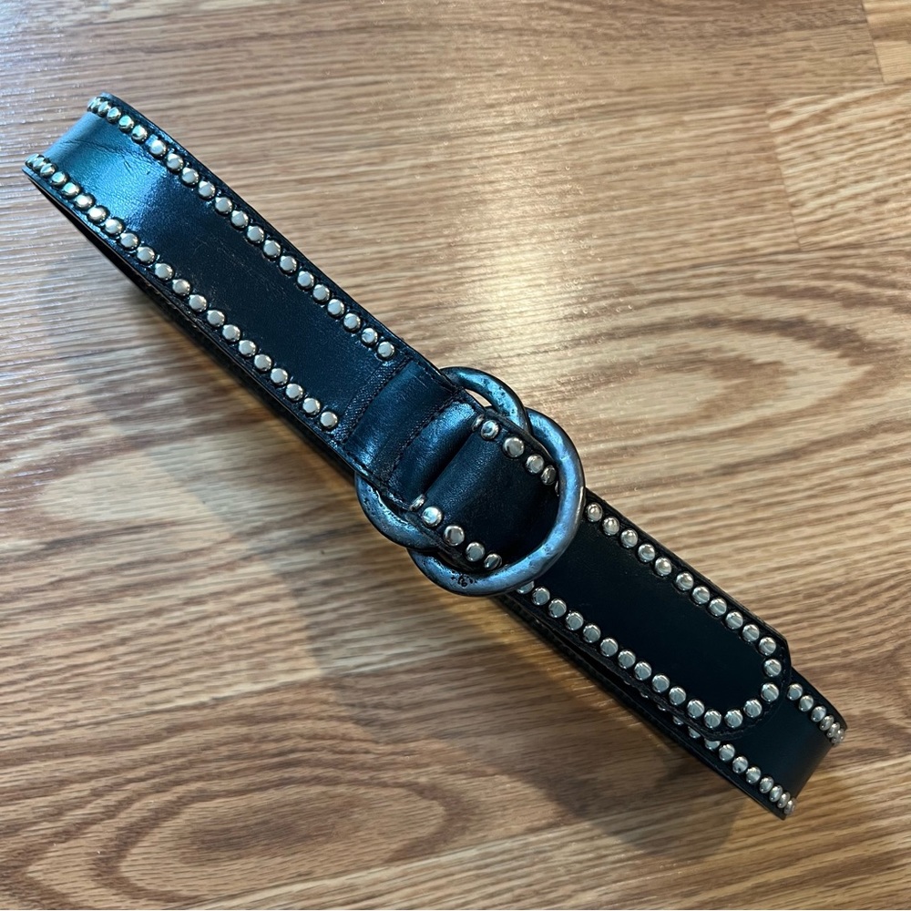 Jenny and the Boys Vintage‎ 90s Metal Stud Black Leather Statement Belt